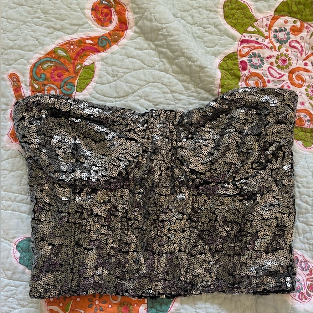 Sequin Strapless Top